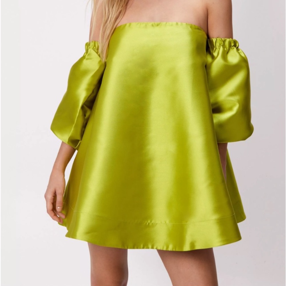 NASTY GAL Structured Off The Shoulder Puff Sleeve Mini Prom Dress